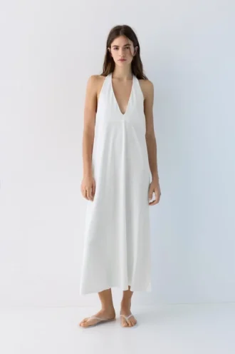 Abito midi con scollo all’americana
