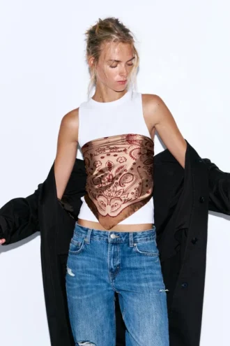 Bandana in raso con stampa floreale
