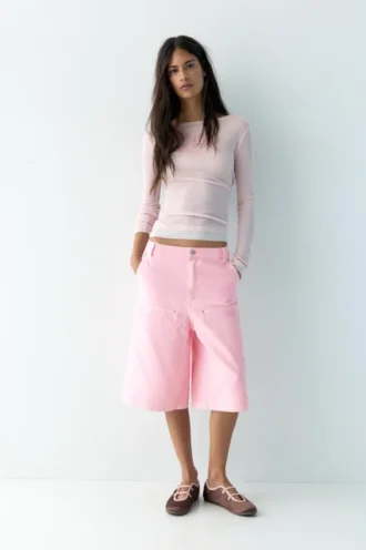 Bermuda in jeans rosa