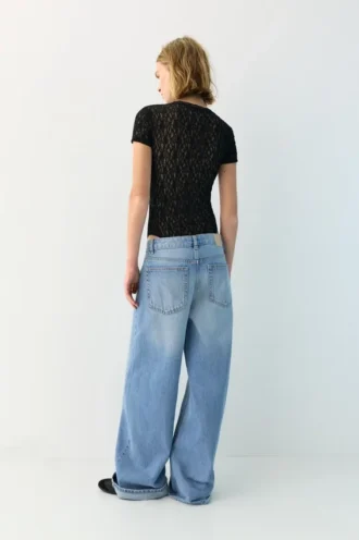 Body in pizzo a maniche corte
