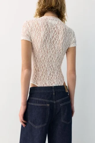 Body in pizzo a maniche corte