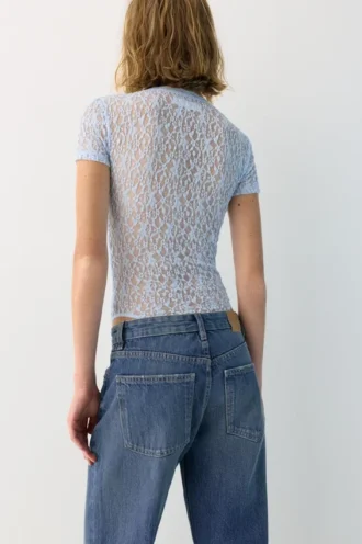 Body in pizzo a maniche corte