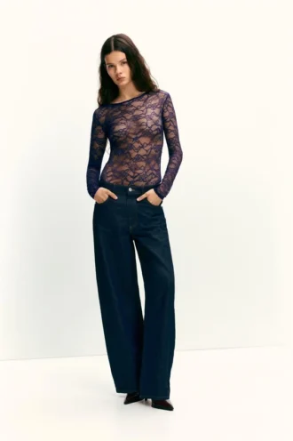 Body in pizzo a maniche lunghe