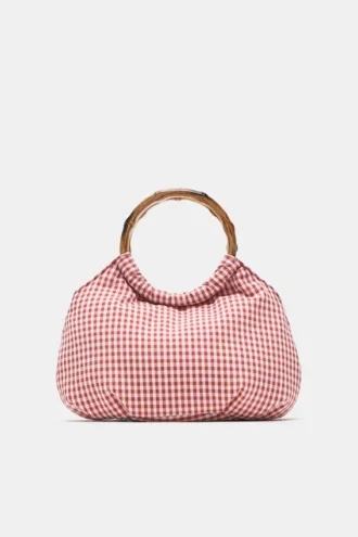 Borsa a mano con stampa a quadretti