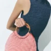 Borsa a mano con stampa a quadretti