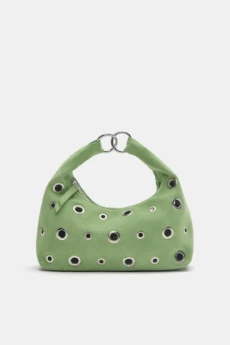 Borsa a mano in ecopelle con borchie