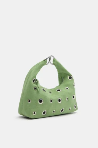 Borsa a mano in ecopelle con borchie
