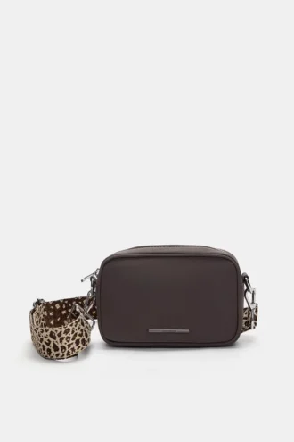 Borsa a tracolla con stampa leopardata e tracolla