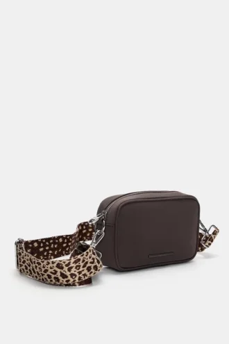 Borsa a tracolla con stampa leopardata e tracolla
