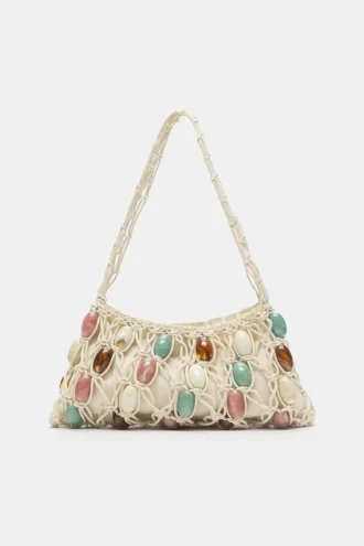 Borsa a tracolla in rete con decorazioni