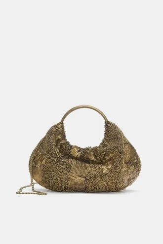 Borsa con perline e manico metallico