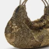 Borsa con perline e manico metallico Borsa con perline e manico metallico