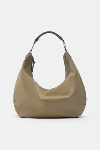 Borsa shopper con anelli borchiati