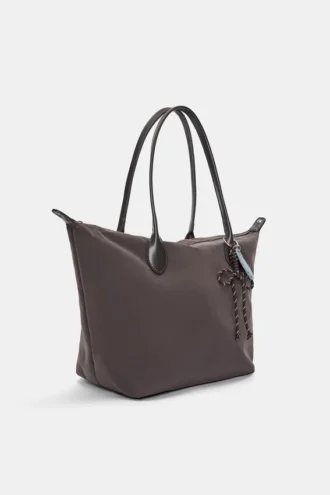Borsa shopper in nylon con ciondolo