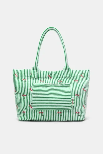 Borsa tote a righe effetto asciugamano