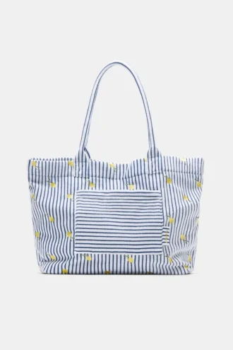 Borsa tote a righe effetto asciugamano