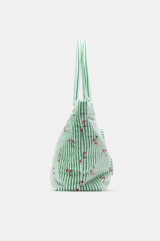Borsa tote a righe effetto asciugamano