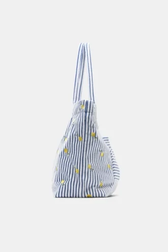 Borsa tote a righe effetto asciugamano