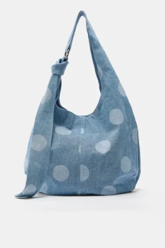 Borsa tote in denim a pois