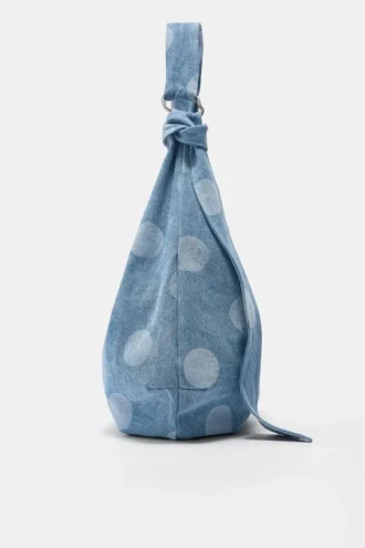 Borsa tote in denim a pois