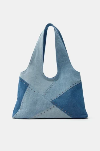 Borsa tote in denim patchwork
