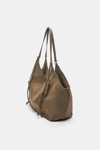 Borsa tote in ecopelle con dettagli sul cinturino
