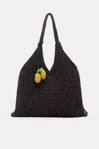 Borsa tote in macramè decorata