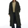 Cappotto lungo con cintura e texture in feltro Cappotto lungo con cintura e texture in feltro