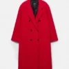 Cappotto lungo rosso morbido Cappotto lungo rosso morbido