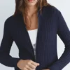 Cardigan a costine con zip Cardigan a costine con zip