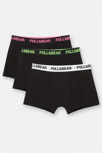 Confezione da 3 boxer neri con fascia in vita neon