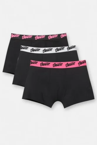 Confezione da 3 boxer neri con logo STWD rosa