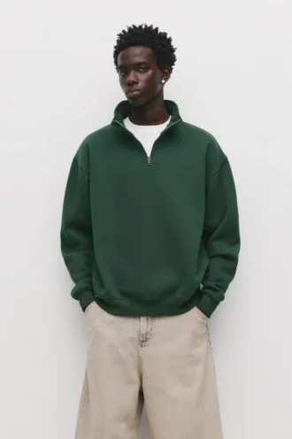 Felpa basic con zip a un quarto