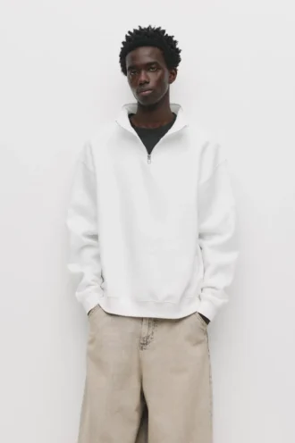 Felpa basic con zip a un quarto