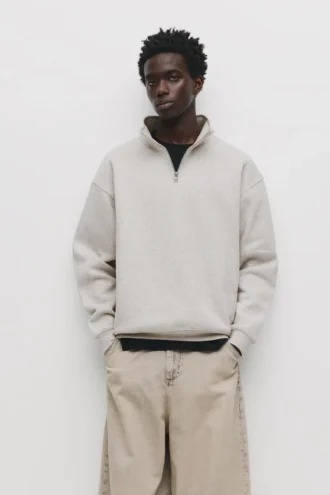 Felpa basic con zip a un quarto