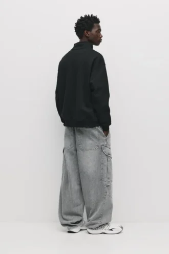 Felpa basic con zip a un quarto