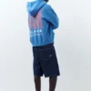 Felpa blu con cappuccio e zip Felpa blu con cappuccio e zip