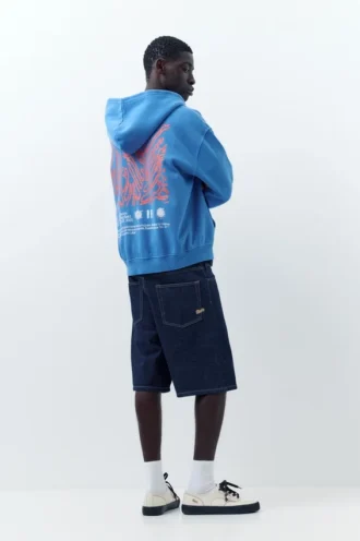 Felpa blu con cappuccio e zip