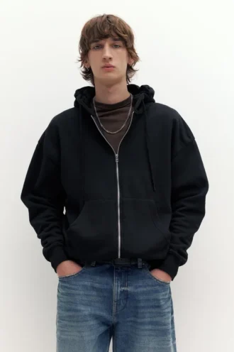 Felpa con cappuccio e zip basic