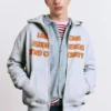 Felpa con cappuccio e zip con scritta Felpa con cappuccio e zip con scritta