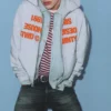 Felpa con cappuccio e zip con scritta Felpa con cappuccio e zip con scritta
