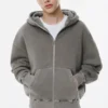 Felpa con cappuccio e zip dal taglio ampio e effetto lavato Felpa con cappuccio e zip dal taglio ampio e effetto lavato