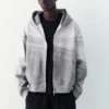 Felpa con cappuccio e zip in interlock Felpa con cappuccio e zip in interlock