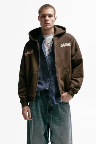 Felpa con cappuccio e zip STWD Madrid