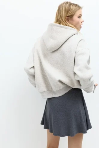 Felpa con cappuccio, stampa grafica e zip
