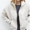Felpa con cappuccio, stampa grafica e zip Felpa con cappuccio, stampa grafica e zip