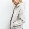 Felpa con cappuccio, stampa grafica e zip Felpa con cappuccio, stampa grafica e zip