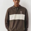 Felpa marrone con colletto e zip Felpa marrone con colletto e zip