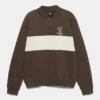 Felpa marrone con colletto e zip Felpa marrone con colletto e zip