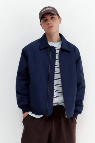 Giacca bomber imbottita con collo di camicia